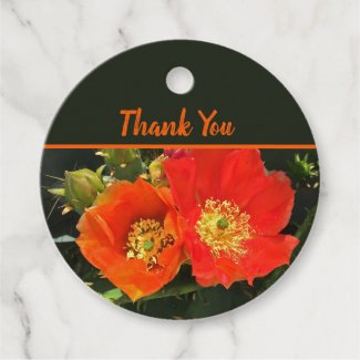 Thank You Southwest Cactus Flower Vivid Red Floral Favor Tags
