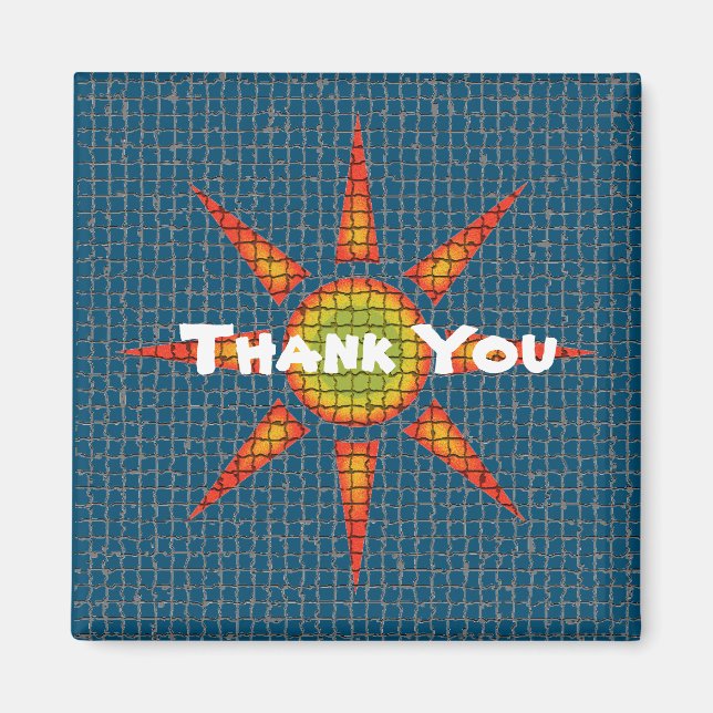 Thank You Southwest Mosaic Tile Bright Sun Magnet (Front)