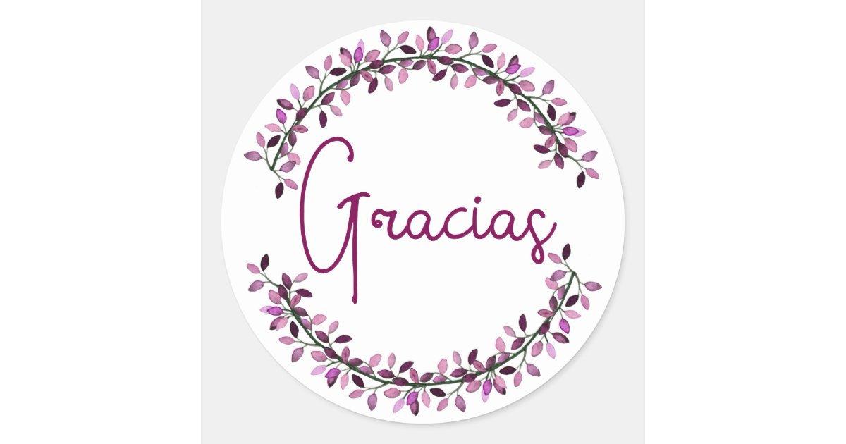 Thank You Spanish Gracias Typography Chic Wreath Classic Round Sticker Thank You Spanish Gracias Typography Chic Wreath Classic Round Sticker