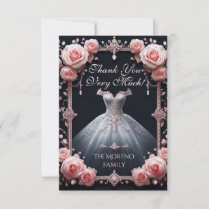 Thank You Spanish Quinceañera Rose Card