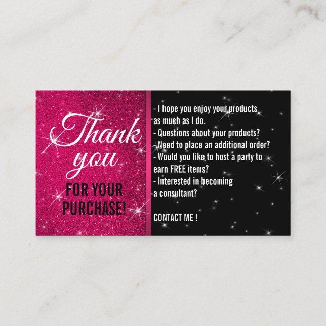 Thank you sparkle glitz bling jewelry business card (Front)