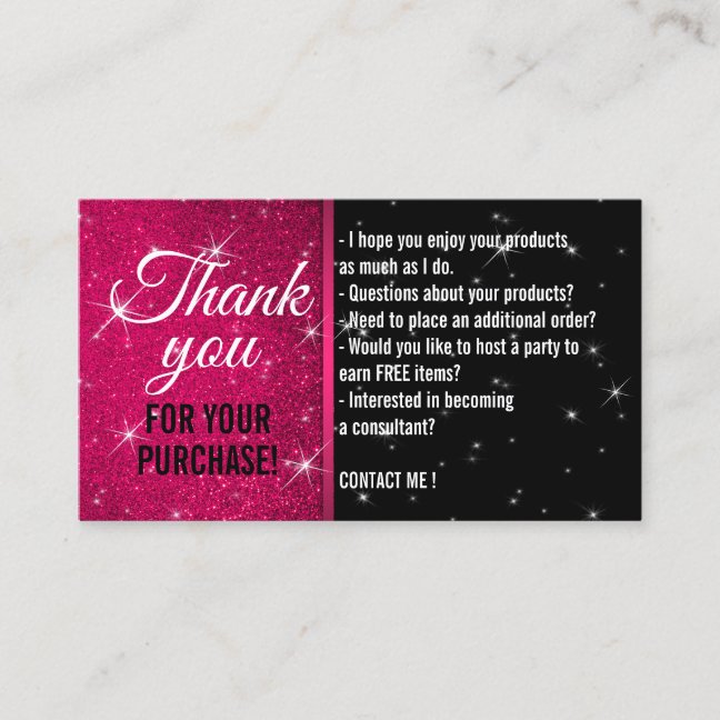 Thank you sparkle glitz bling jewelry business card