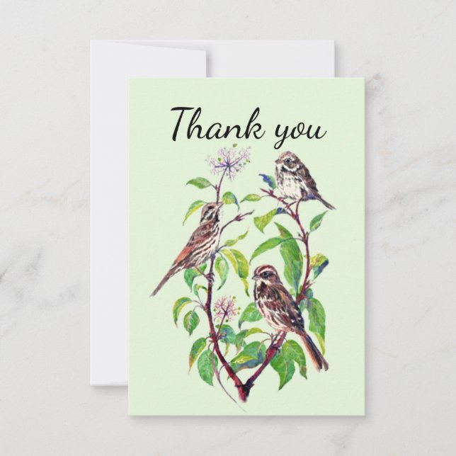 Thank You Sparrow Garden Bird  Nature Art Card (Front)