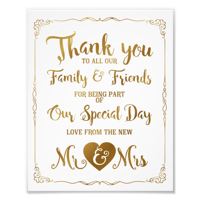 thank you special day wedding sign gold (Front)