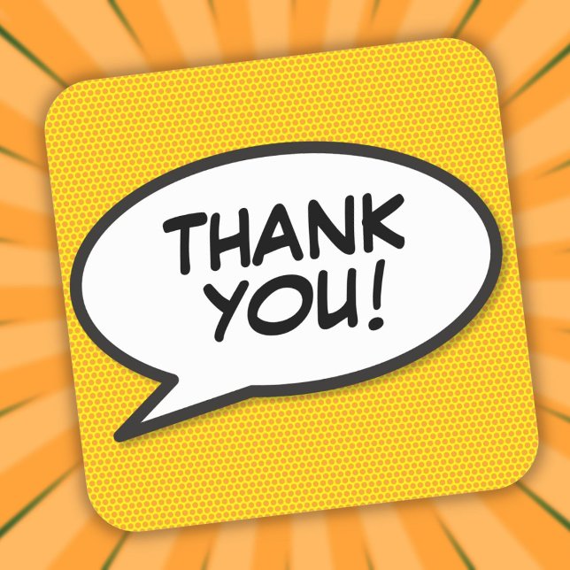 Thank You Speech Bubble Fun Modern Square Sticker (Thank You Speech Bubble Fun Modern Square Sticker)