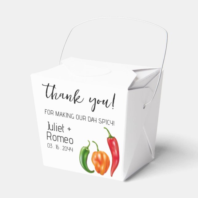 Thank You Spicy Hot Pepper Wedding Favor Boxes (Front Side)