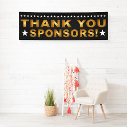 Thank You Sponsors Gold and Black Banner | Zazzle