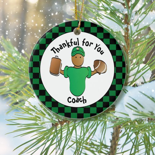 Thank You Sports Coach Holiday Gift with His Name  Ceramic Ornament