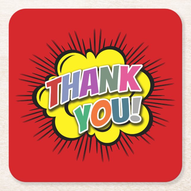 Thank You Square Paper Coaster (Front)