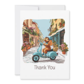 Thank You Standard Poodle Dog Riding Scooter Card