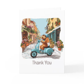 Thank You Standard Poodle Dog Riding Scooter Card