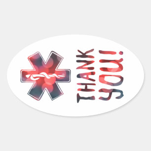 thank you star of life bokeh oval sticker