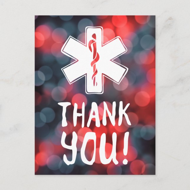thank you star of life bokeh postcard (Front)