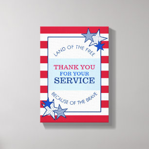 Thank You Stars Stripes Patriotic Veteran Service Canvas Print