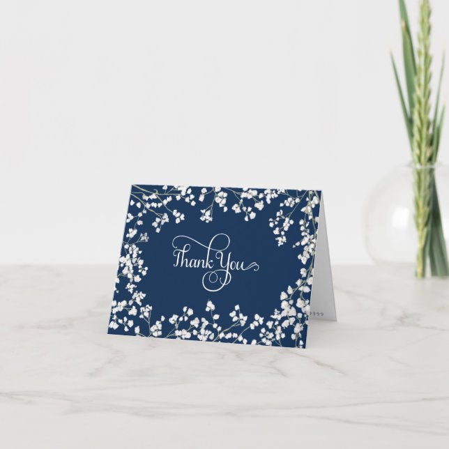 Thank You Stationery Baby's Breath Wreath Wedding Card (Front)