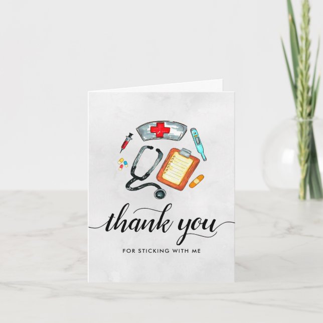 Thank You Stick With Me Nurse Doctor Stethoscope Card (Front)