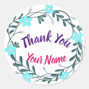 Thank You Sticker, Add Your Name, Classic Round Sticker