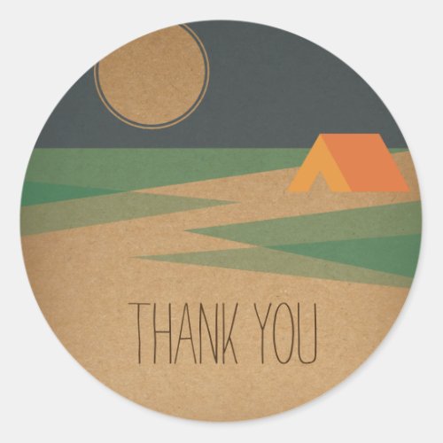Thank You Sticker Birthday Campout with Tent Classic Round Sticker