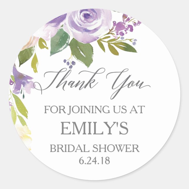 Thank You Sticker - Bridal Shower Favor Sticker (Front)