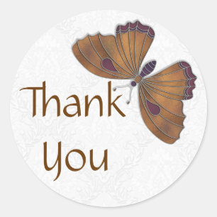 Thank You Sticker Butterfly Brocade brown