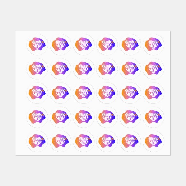 Thank You Sticker – Hand Lettering Gradient Style (Sheet)
