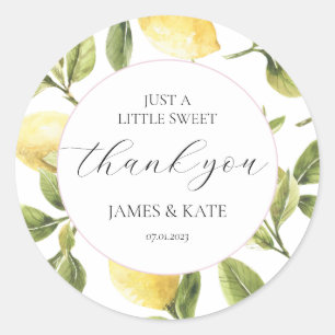 Thank You Sticker Lemon Baby Shower Bridal Shower