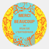 French Thank You So Much Merci Beaucoup Classic Round Sticker