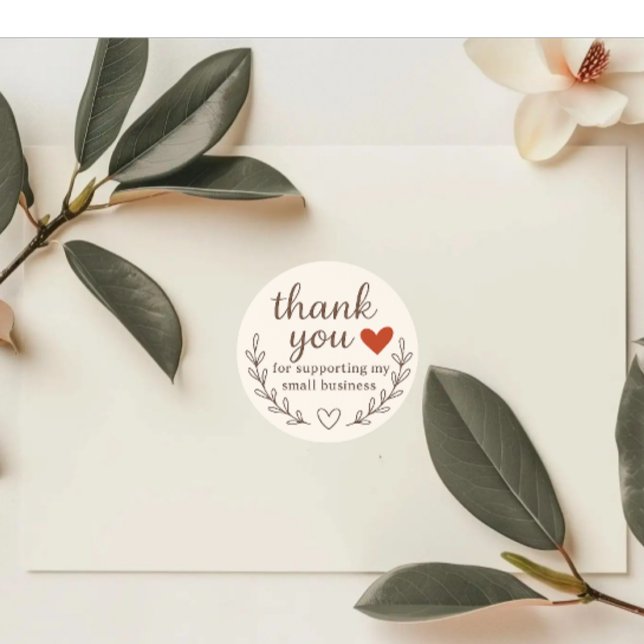 Thank You Sticker | Modern Elegant Rose White  (Thank you small business inspiration round sticker )