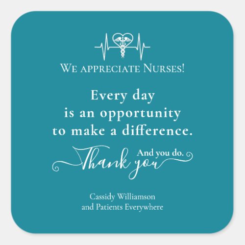 Thank You Sticker Patient to Nurse Personalized