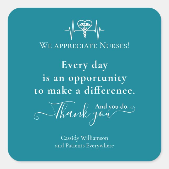 Thank You Sticker Patient to Nurse Personalized (Front)