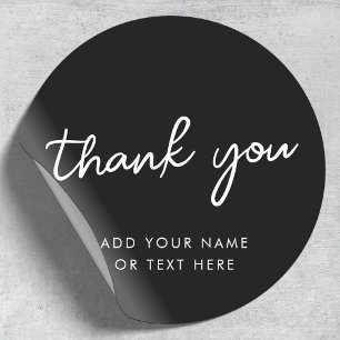 Thank you Sticker Stylish Typographic Black