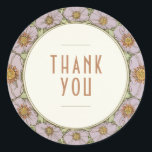 Thank You Sticker Vintage Art Nouveau Mucha<br><div class="desc">Art Nouveau Vintage wedding stickers by Alphonse Mucha in a floral, romantic, and whimsical design. Victorian flourishes complement classic art deco fonts. Please enter your custom information, and you're done. If you wish to change the design further, click the blue "Customize It" button. Thank you so much for considering my...</div>