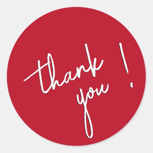 Thank You Sticker White Script Font on Red