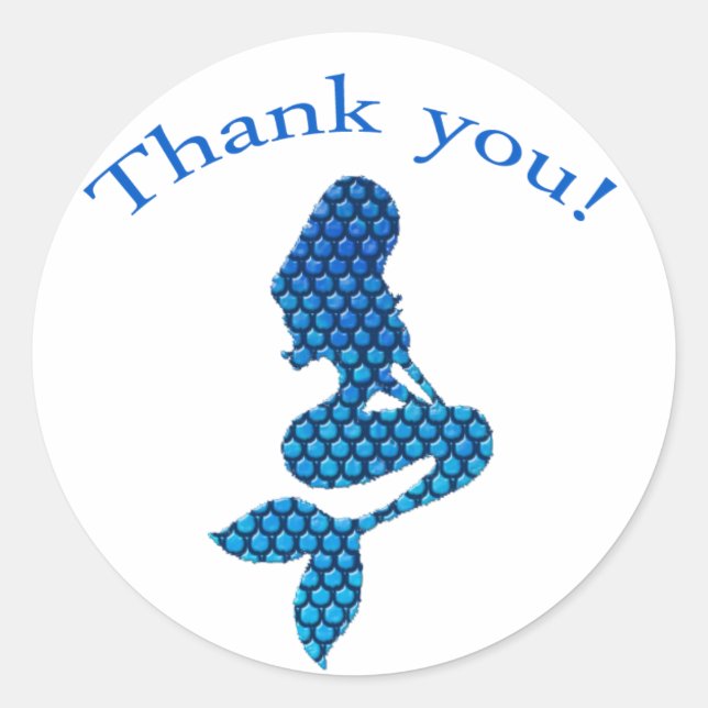 Thank you sticker with mermaid silhouette (Front)
