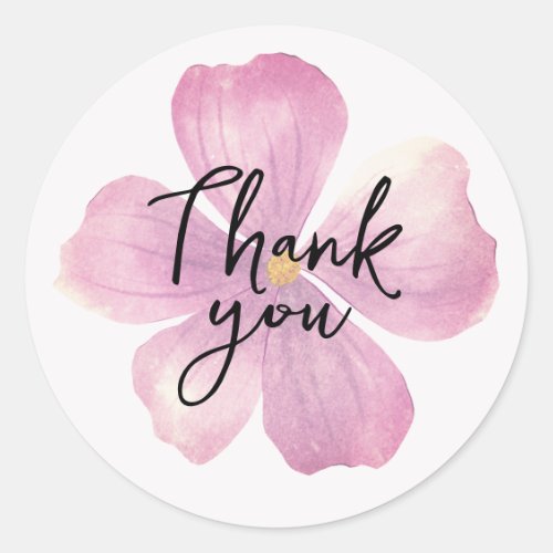 Thank you sticker with watercolor flower