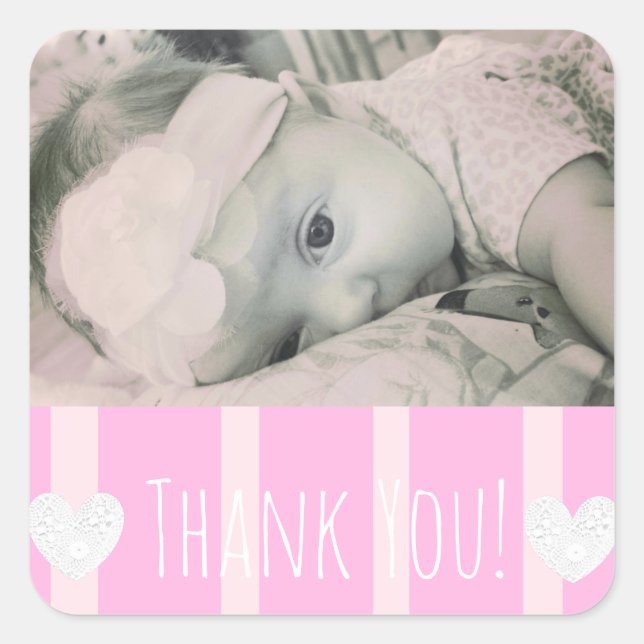 Thank You Sticker with your baby's photo (Front)