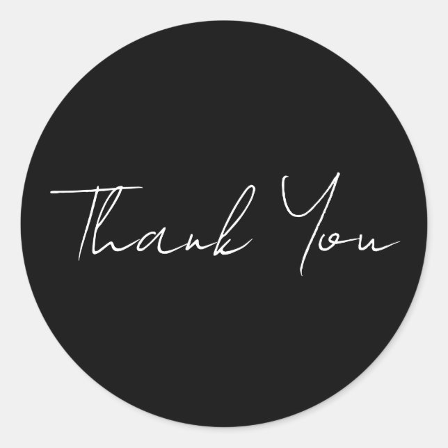 Thank You Stickers Black Background White Text (Front)