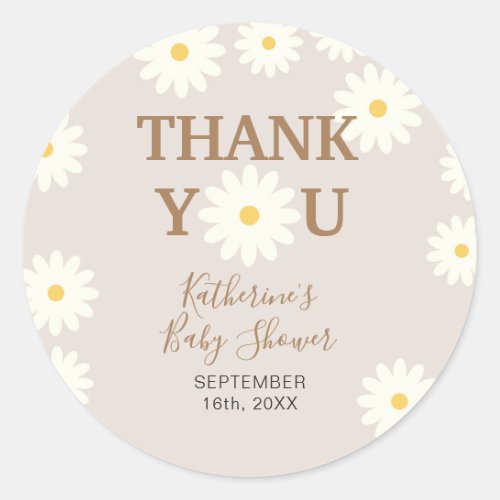 Thank You Stickers Bohemian Daisy Floral