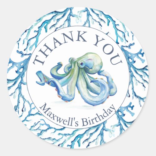 Thank You Stickers Cute Under The Sea Birthday 