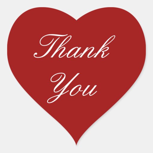 Thank You Stickers on Red Heart | Zazzle