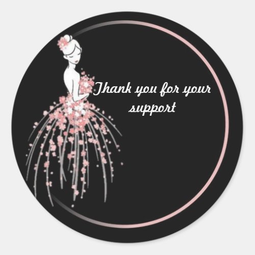 Thank You Stickers _ Pink Floral Dress Design