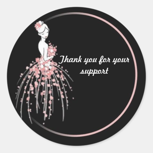 Thank You Stickers _ Pink Floral Dress Design