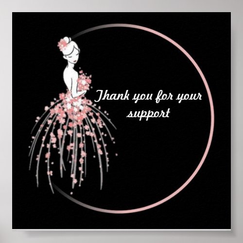 Thank You Stickers _ Pink Floral Dress Design Poster