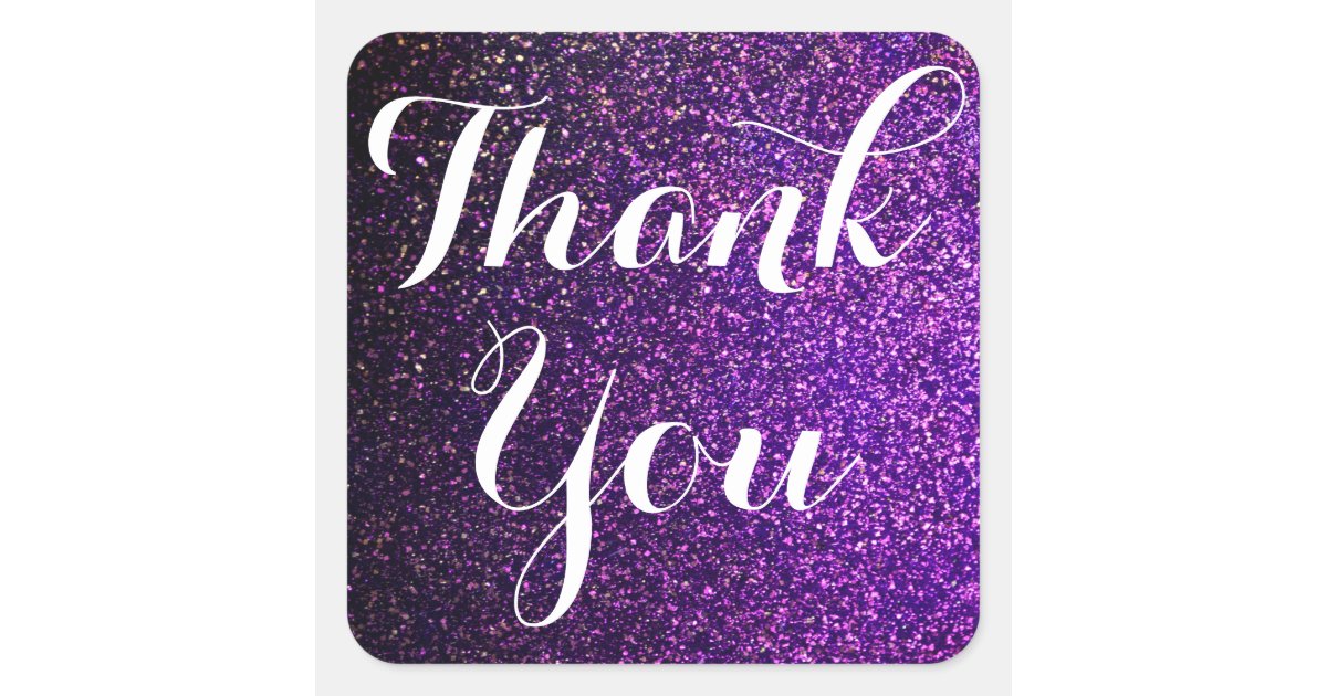thank you stickers purple glitter | Zazzle