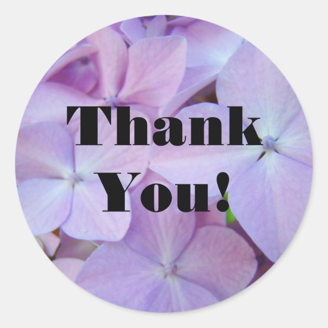 Thank You! stickers Purple Hydrangea flowers (Front)