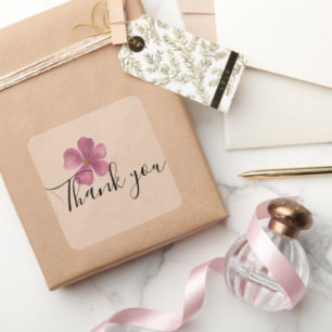 Thank You Stickers - Purple Watercolor Flower