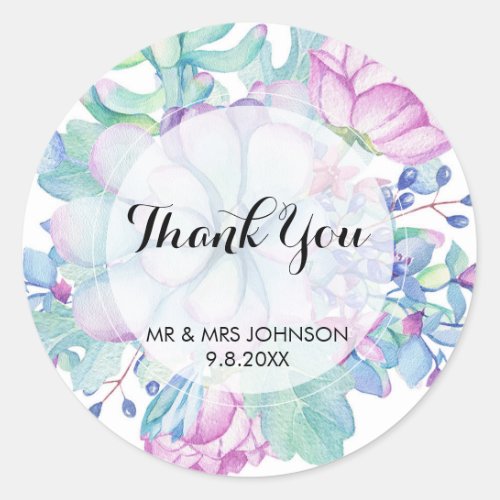 thank you stickers succulent cactus botanical