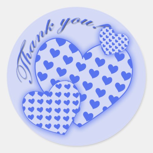 Thank You Stickers with Blue Hearts