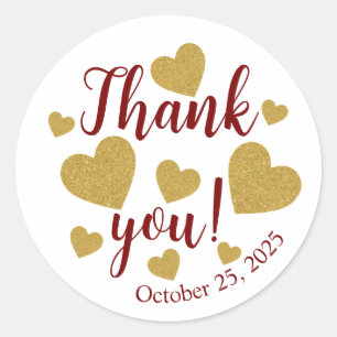 Thank You Stickers with Golf Hearts