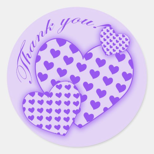 Thank You Stickers with Purple Hearts